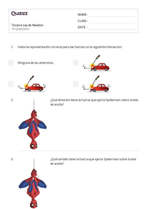 50 Tercera Ley De Newton Hojas De Trabajo En Quizizz Gratis E Imprimible