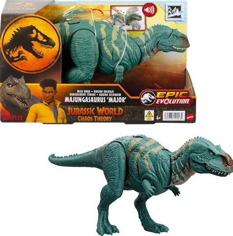 Mattel Jurassic World Wild Roar Majungasaurus Dinosaur Figure With Continuing