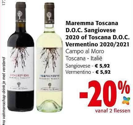 Maremma Toscana D O C Sangiovese 2020 Of Toscana D O C Vermentino