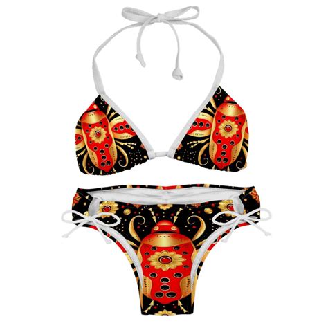 Seven Starred Ladybird Women S Swimsuit Bikini Set Detachable Sponge