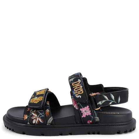 CHRISTIAN DIOR Black 2023 DIORACT FLORAL Sandals Shoes 38 For Sale At