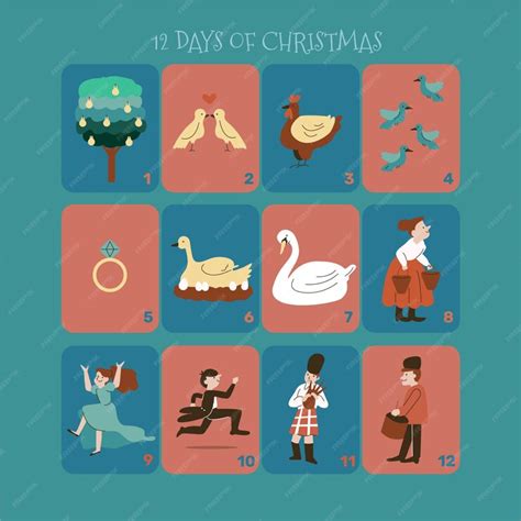 Premium Vector Hand Drawn Flat 12 Days Of Christmas Illustration