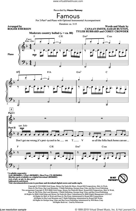 Famous Arr Roger Emerson Sheet Music For Choir 2 Part Pdf