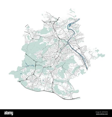 Map Of Stuttgart Germany Detailed City Vector Map Metropolitan Area