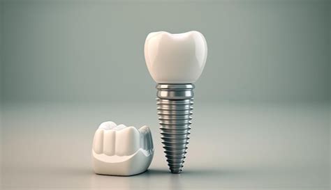 Premium Photo The Dental Implant And Crown Model On Light Background