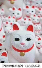 Manekineko Lucky Cats Goutokuji Shrine Tokyo Stock Photo