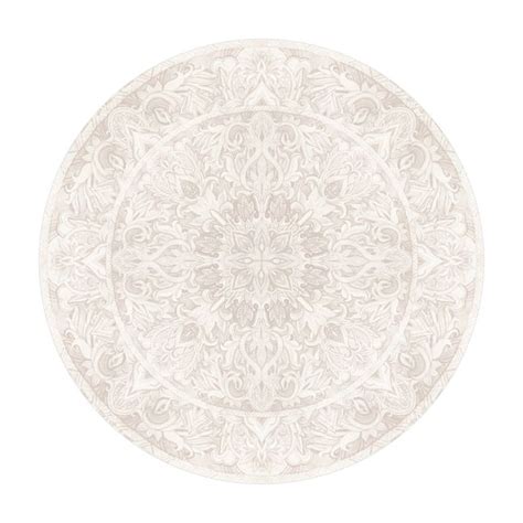 Runder Vinyl Teppich Mandala Aquarell Ornament Beige