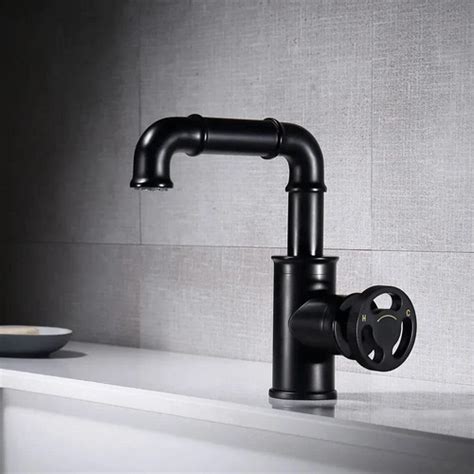 Kunmai Industrial Pipe Estilo Baño Grifo Negro Mate Baño Fre Cuotas