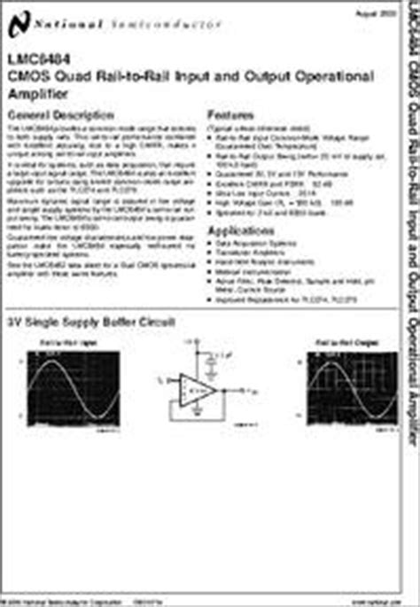 Lmc Aimx Datasheet Lmc Cmos Quad Rail To Rail Input And