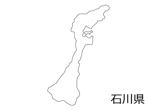 石川県の白地図のイラスト素材 イラスト無料・かわいいテンプレート