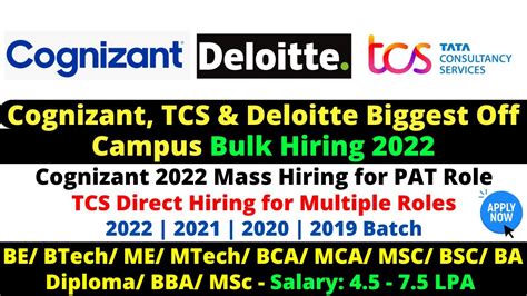 Tcs Cognizant Deloitte Official Mass Hiring For