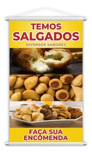 Banner Temos Salgados Diversos Sabores Encomenda 80x50cm Parcelamento