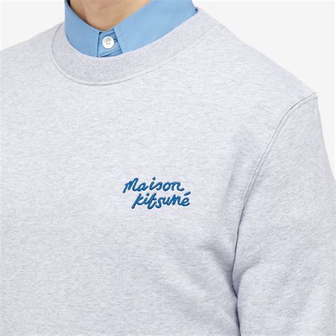 Maison Kitsune Maison Kitsune Handwriting Regular Crew Sweat Light Grey