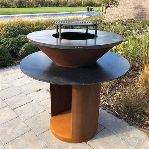 Bras Ro Rondo Cm Actuel Acier Corten Plancha Ronde Bois Barbecue