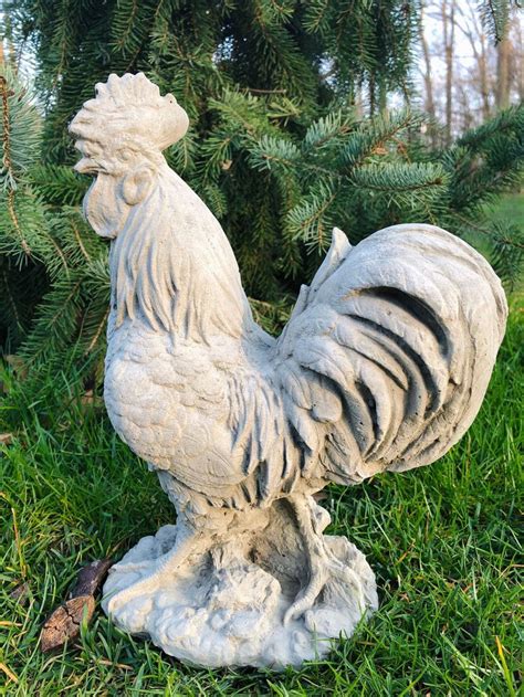 Rooster concrete statue, rooster statue, farm, concrete statue, garden statue, garden decor ...