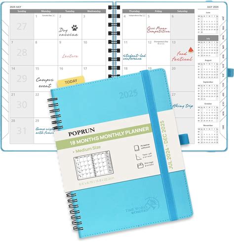 Poprun Monthly Planner 2024 2025 Spiral Bound 6 5 X 8 5 18 Months Calendar Jul 2024 Dec