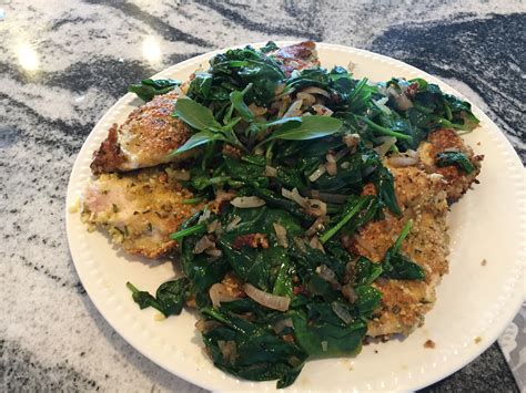 Almond Crusted Chicken With Fresh Spinach Diana Bennett Artist Interior Designer Cook