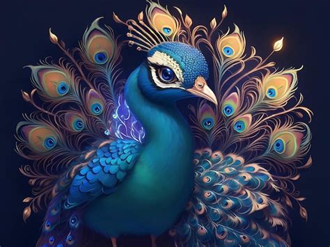 Premium Ai Image Colorful Peacock Illustration And Watercolor Peacock