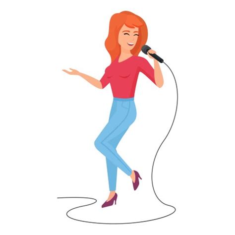 Two Women Singing Karaoke And Dancing Together Vector Image