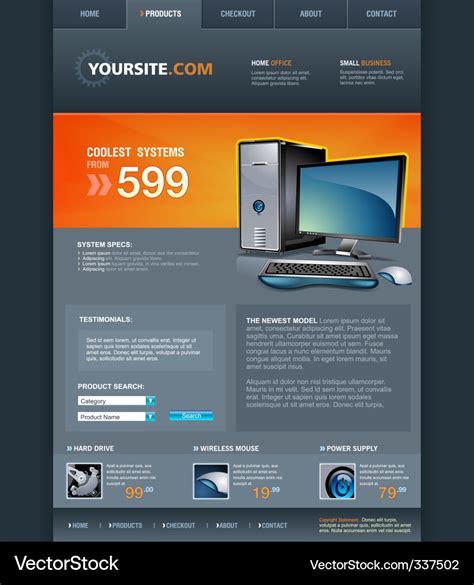 Computer shop web template Royalty Free Vector Image