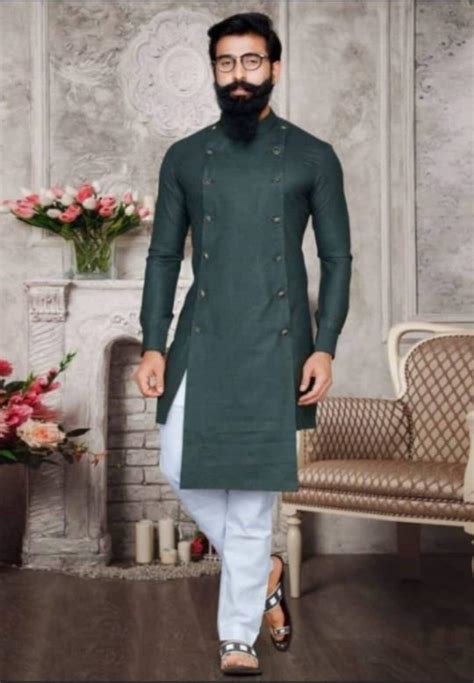 Mens Indian Cotton Kurta Green Colour Kurta Kurta For Men Men Indian