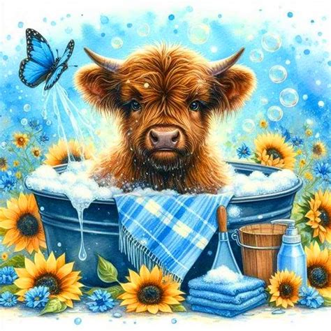 5D Cow Diamond Painting Kits For Adults Highland Cow Diamond Art Kits