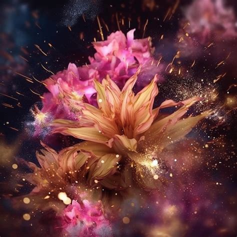 Premium Ai Image A Digital Painting Of A Flower With A Pink