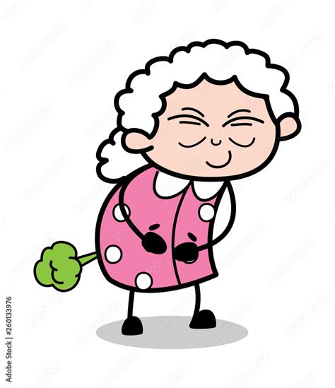 Fart - Old Cartoon Granny Vector Illustration Stock Vector | Adobe Stock