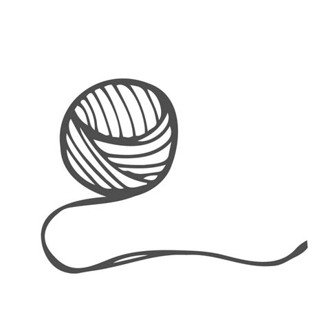 Vector Drawing In The Style Of Doodle A Ball Of Yarn For Knitting A