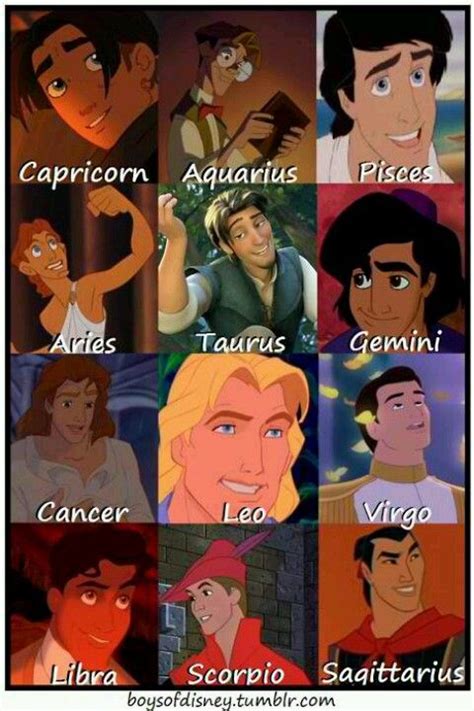 Disney Prince Signs-thought this was cool. I really like astrology Horoscope Gemini, Capricorn ...