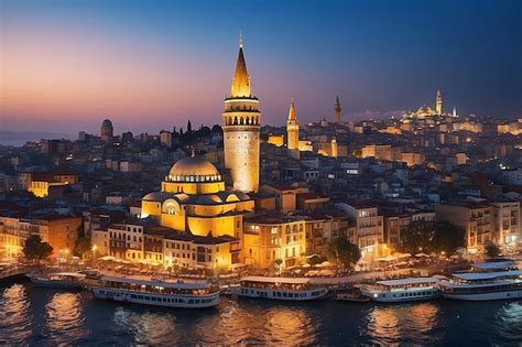 Le Quartier Historique De Beyoglu Et La Tour Illumin E De Galata Point