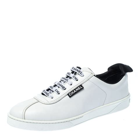 Chanel White Leather Weekender Lace Up Sneakers Size 40 Chanel The