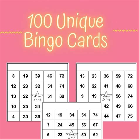 Bingo Cards Etsy