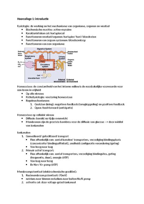 Fysiologie Hoorcolleges Hoorcollege Introductie Fysiologie De
