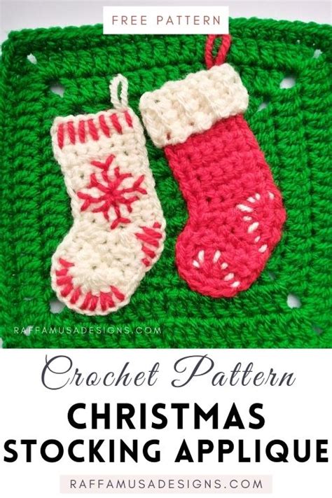 Mini Christmas Stocking Free Crochet Pattern RaffamusaDesigns