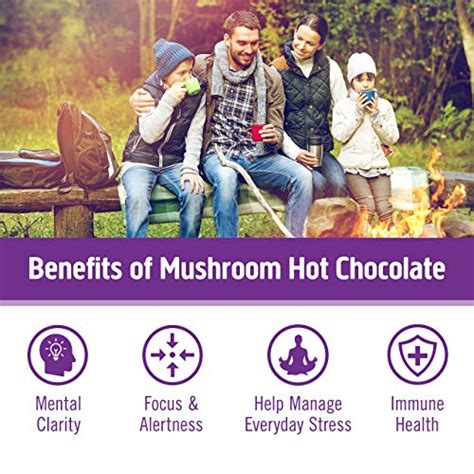 Om Mushroom Superfood Hot Chocolate Blend Mushroom Powder Single Serve 10 Count Dutch Cocoa