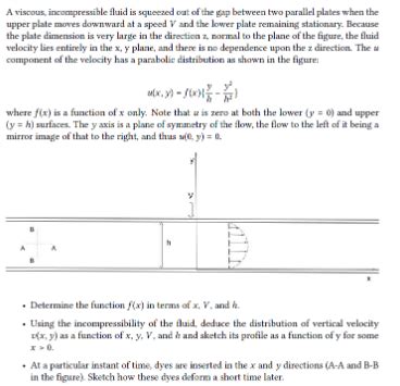 Solved A Viscous Incompressible Fluid Is Squeezed Out Of The Chegg