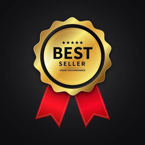 Premium Vector Elegant Gold Best Seller Award Badge With Ribbon