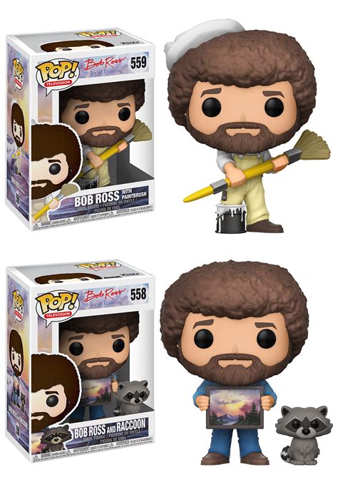 Funko POP! TV Bob Ross Collectors Set 2; Bob Ross in Overalls, Bob Ross ...