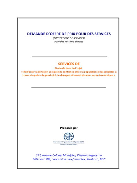 Fillable Online Demande De Propositions Pour La Prestation De Services