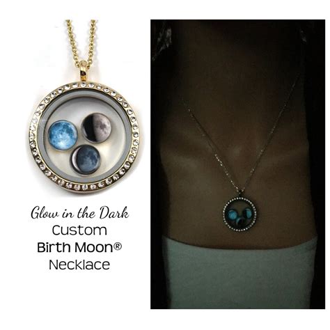 Glow In The Dark Custom Birth Moon Floating Locket Necklace Moon