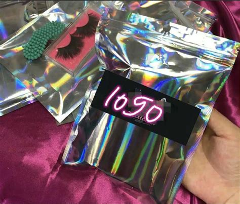 Custom Holographic Plastic Ziplock Bag With Logo Stand Up Glitter