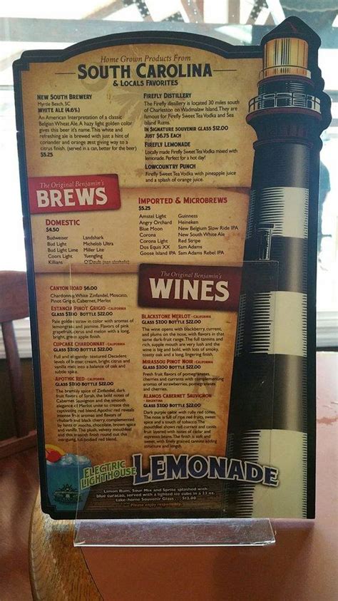 Menu at The Original Benjamin's Calabash Seafood restaurant, Myrtle ...