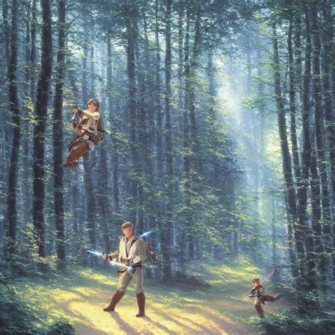 Thomas Kinkade Painting Of Luke Skywalker In The Woods Stable