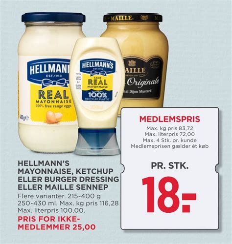 HELLMANNS MAYONNAISE KETCHUP ELLER BURGER DRESSING ELLER MAILLE