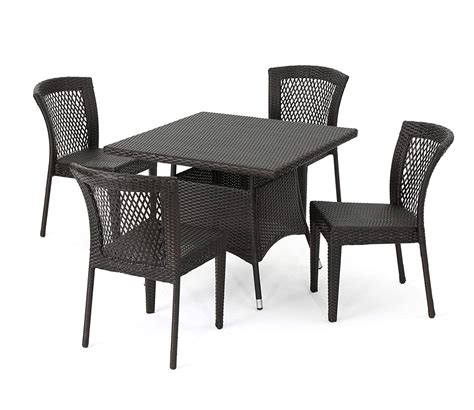 Buy Dark Brown Wicker And Rattan 4 Seater Dining Set Online In India At