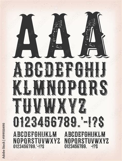 Vintage Classic Western And Tattoo ABC Font Stock Vector | Adobe Stock