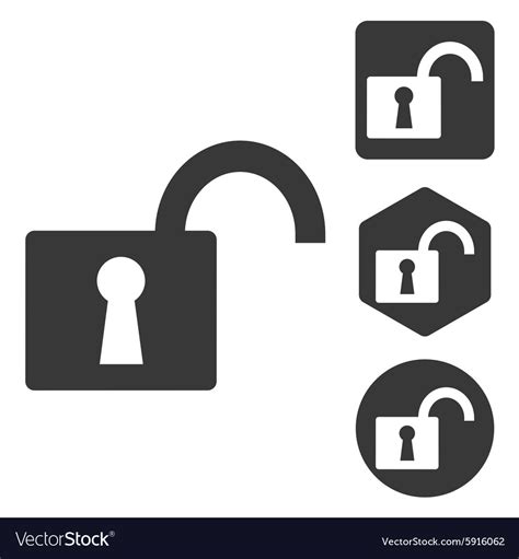 Unlocked Icon Set Monochrome Royalty Free Vector Image