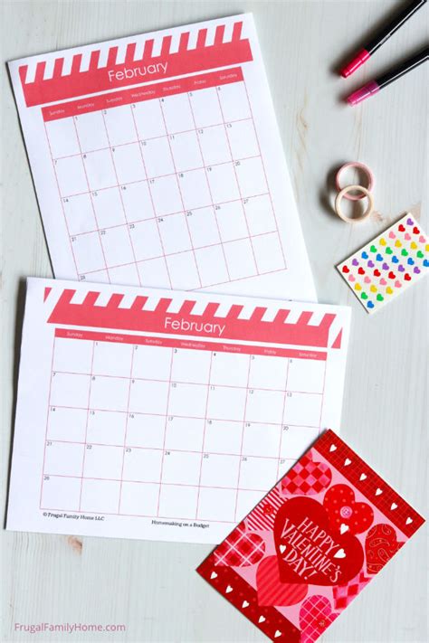 Free Printable February Calendar Pages (Editable too) | Frugal Family Home