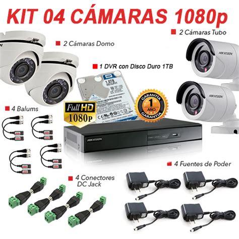 KIT 4 CÁMARAS DE SEGURIDAD FULL HD 1080P HIKVISION Top Security Perú